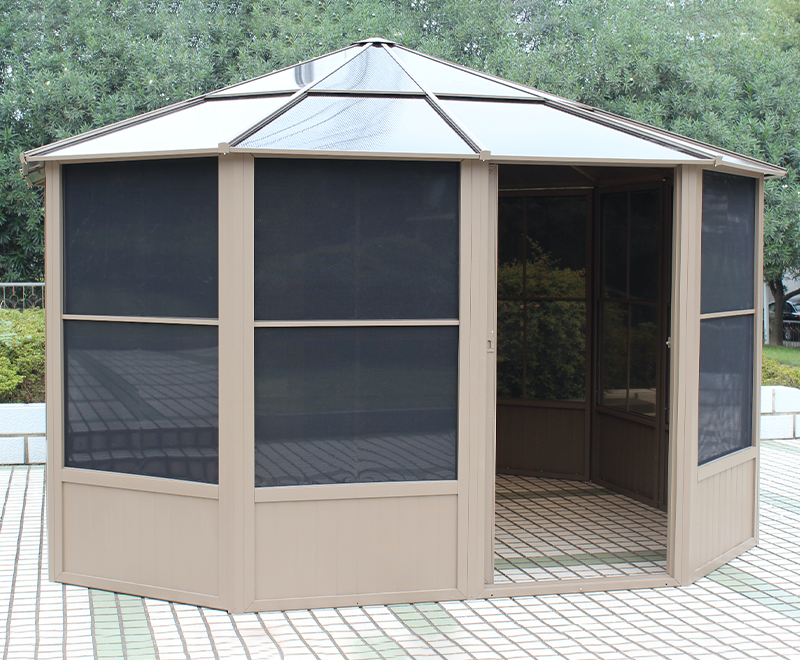 12x12ft Solarium cum tecto metallo et fores labens